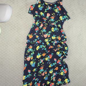 Merona Size M Sleeveless Navy Floral Maxi Dress